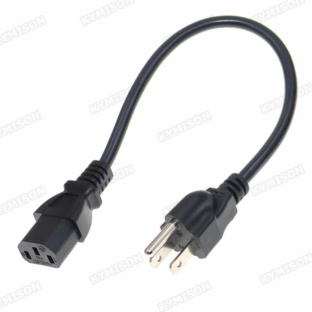 US NEMA 5-15P to IEC C13 Power Cord - 18AWG 3-Prong AC Extension Cable for Computers and Electronics