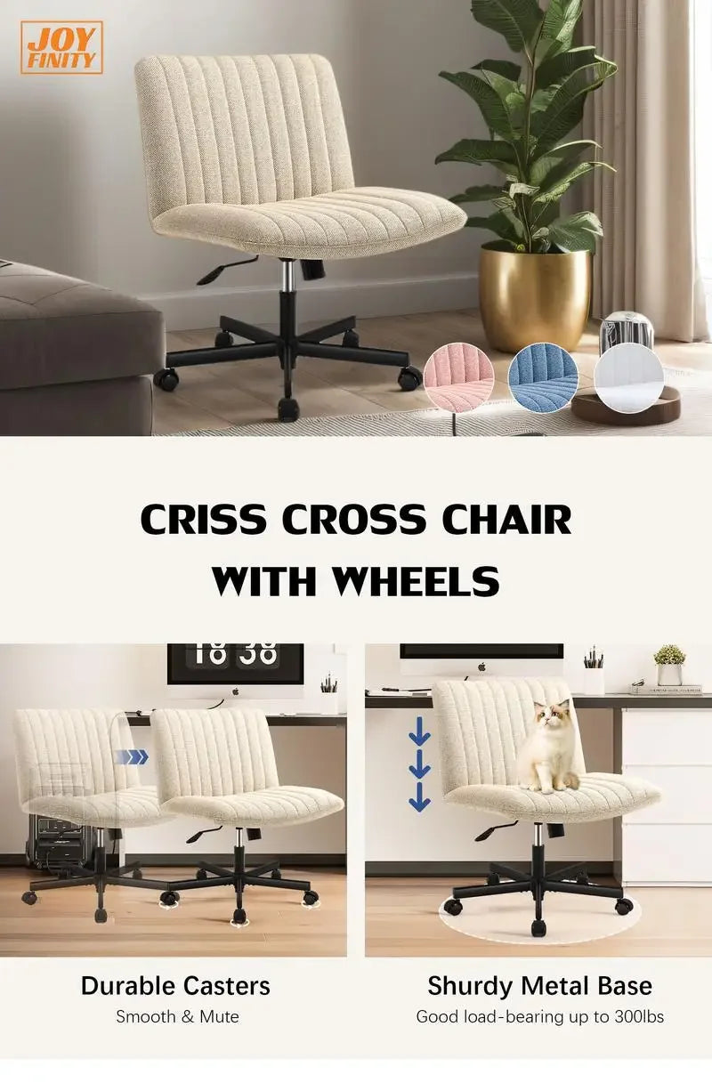 Joyfinity Plus Size Criss Cross Office Chair - Armless Swivel Modern Desk Chair for Home
