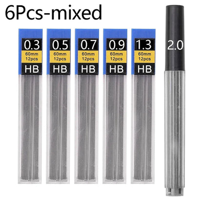 Mechanical Pencil Lead Refill Set 0.3–2.0mm HB – Multi-Size Press Automatic Pencil Leads for Drawing, Painting & Student Stationery
