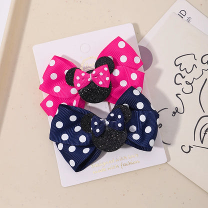 2pcs/Set Girls Polka Dot Bow Hair Clips – Cute Toddler Cartoon Hairpins, Baby Boutique Hair Accessories