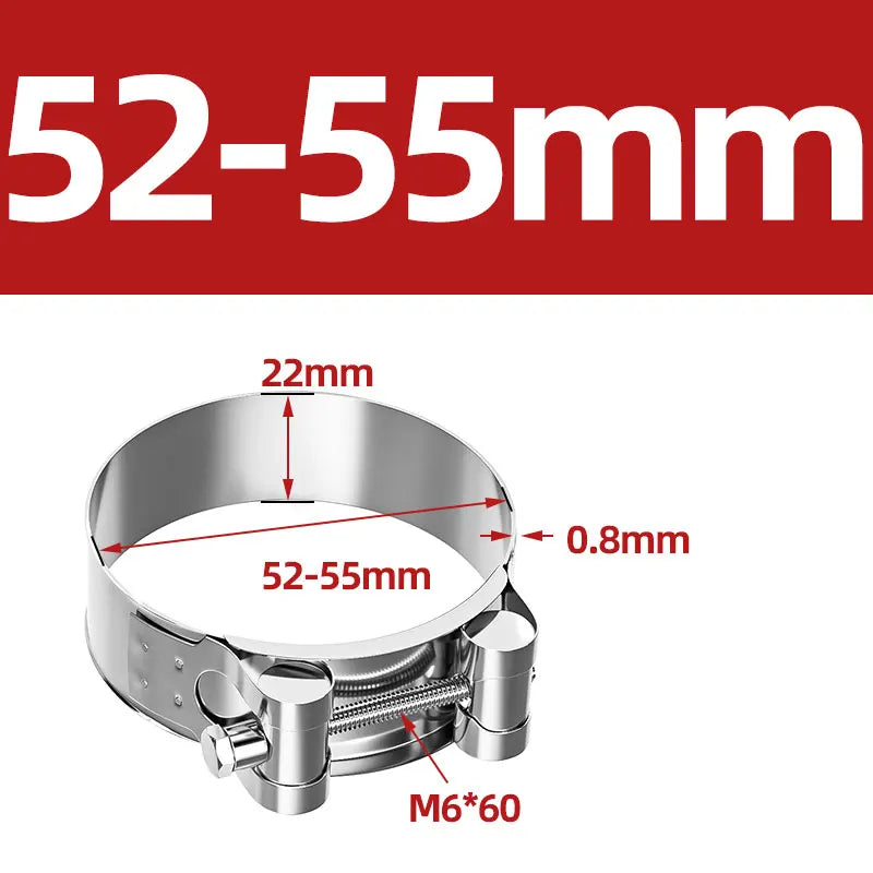 304 Stainless Steel Hose Clamp – Heavy Duty Adjustable Clip for Air, Water, Fuel Pipes & Motorcycle Exhaust Muffler Repair Tool