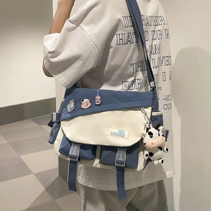 Large Capacity Nylon Crossbody Messenger Bag – Casual Shoulder School Bag for Teens, Students & Everyday Use