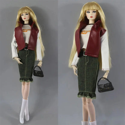Handmade BABI CLOTHES Leather Overcoat – 11.5 Inch 30cm Doll BJD Outfit Accessories Gift