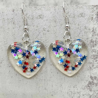 Patriotic Sunflower Acrylic Earrings - 4th of July American Flag Jewelry Gifts for Women Independence Day Parties