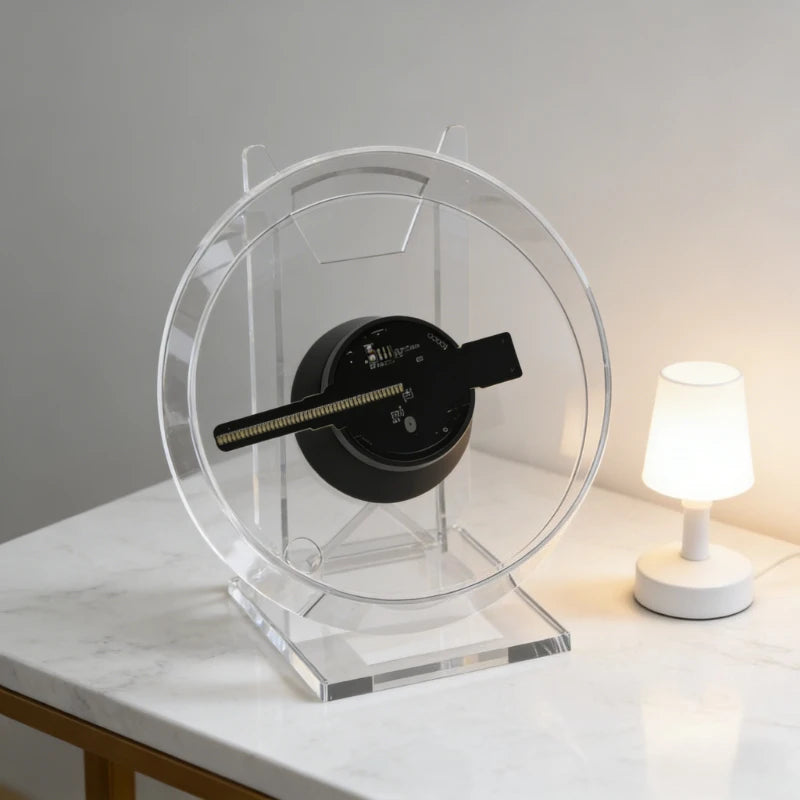 Mini 3D Holographic Projector Fan - Desktop LED Advertising Display with Remote Control & Stand