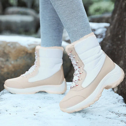 Women's Winter Snow Boots – Plush Lined Platform Flat Casual Shoes for Warmth and Comfort