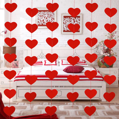 Red Heart Felt Garland - 85 Hearts - Valentine's Day, Wedding, Birthday Party Decor