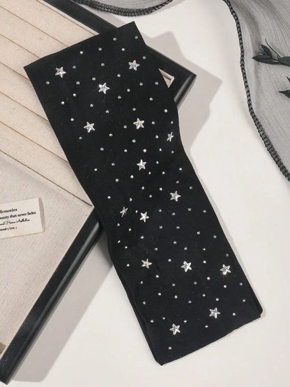 Black & White Star Headbands - Soft Non-Slip Hair Wraps for Women & Girls Yoga Workout & Fashion Accessory