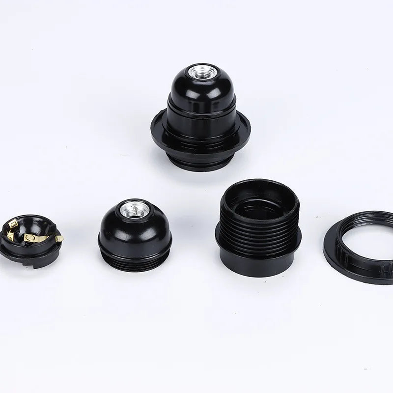 Black E27 Bakelite Lamp Holder - Self-Locking LED Light Bulb Socket with 4A 250V Rating