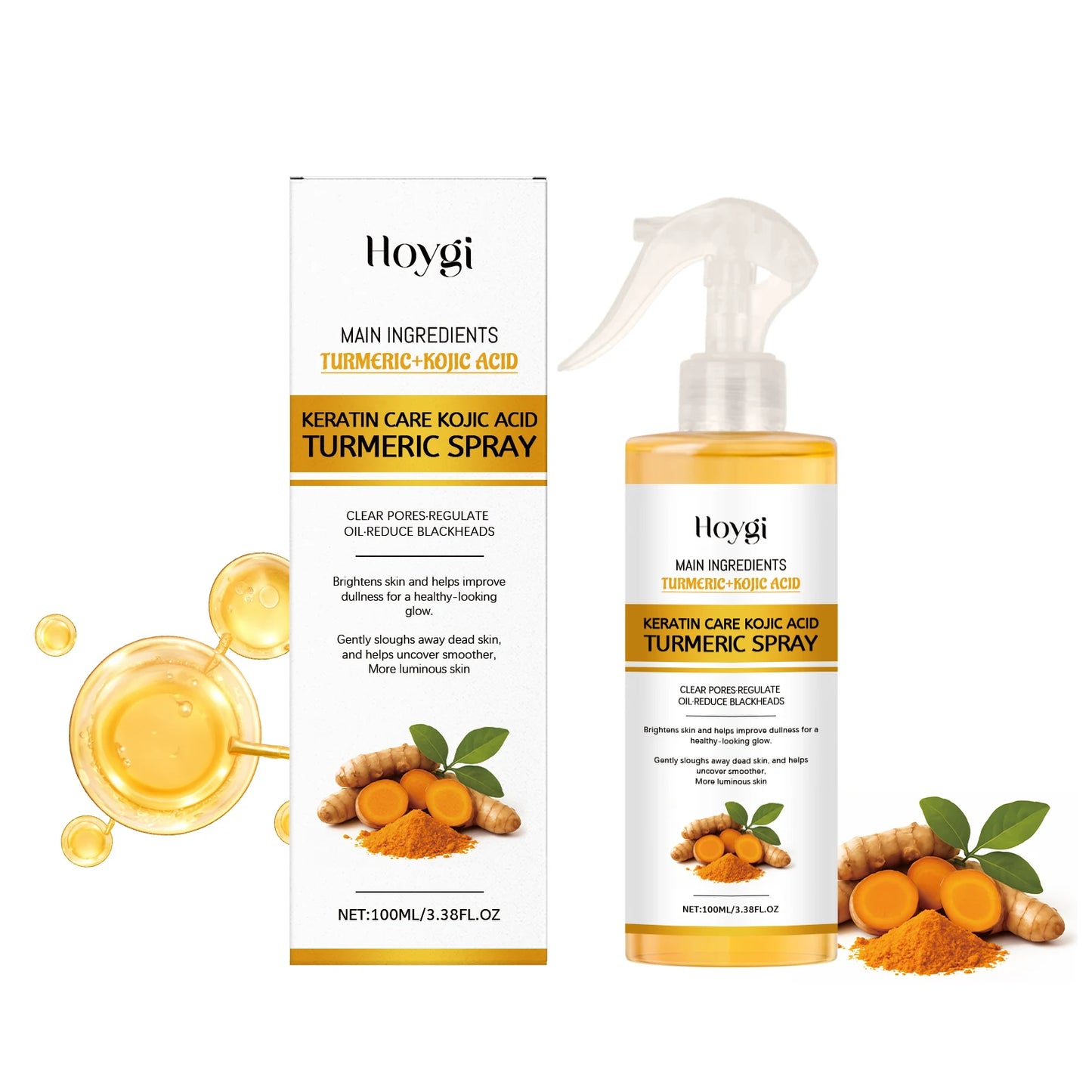 Kojic Acid Turmeric Skin Care Spray - Collagen Nourishing Formula for Glowing Skin & Improved Firmness