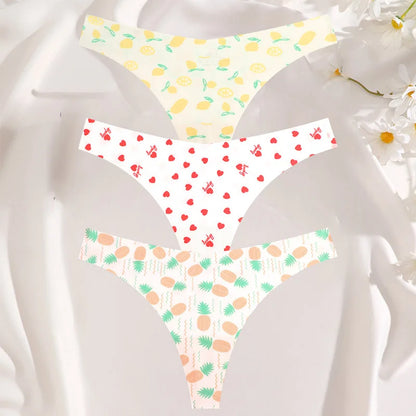 3PCS Women’s Sexy G-String Set - Colorful Seamless Bikini T-Back Low Waist Lingerie Underwear