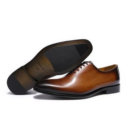 Designer Genuine Leather Men’s Wholecut Oxford Shoes – Luxury Black & Brown Dress Shoes for Business & Formal Wear