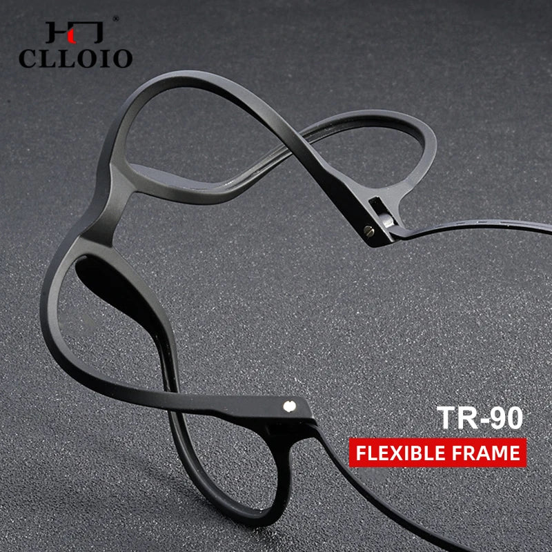 CLLOIO Ultra-Light TR90 Round Blue Light Blocking Reading Glasses, Unisex Titanium Frame for Myopia & Hyperopia Prescription Eyewear (+1.56)