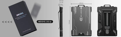 Slim Aluminum Minimalist Wallet for Men — RFID Blocking Money Clip with Clear ID Holder, Holds 15 Cards
