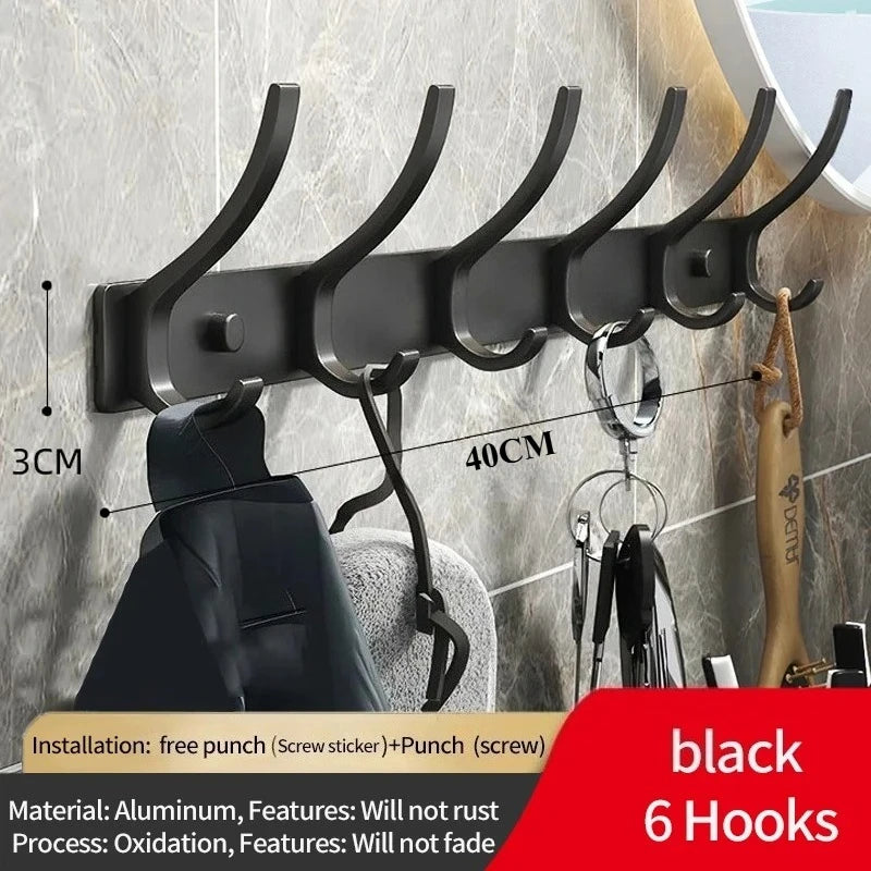Folding Wall Robe Hooks - Black & White Towel, Coat & Clothes Hanger for Bathroom & Kitchen
