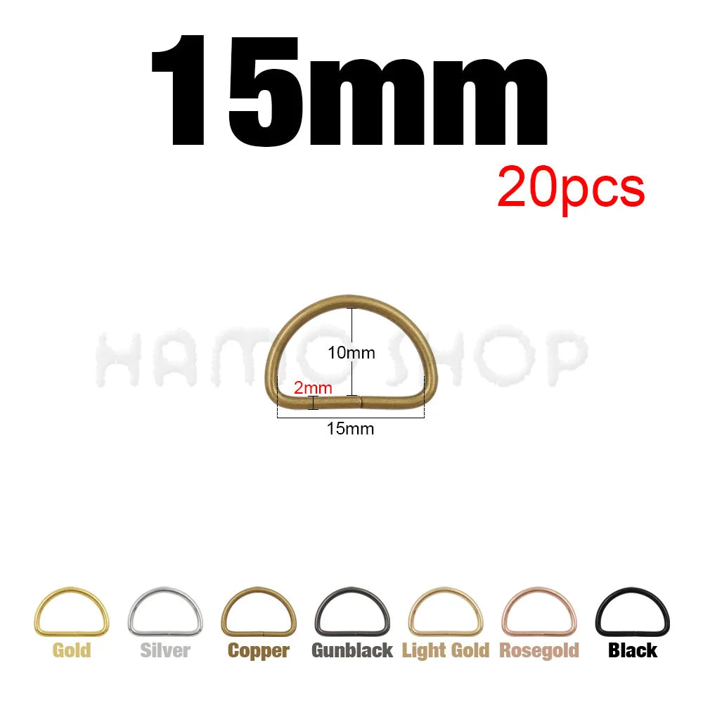 Metal D Ring Adjustable Buckle Set - Webbing Strap Clasps for Backpacks, Bags, Pet Collars, Chains & DIY Accessories