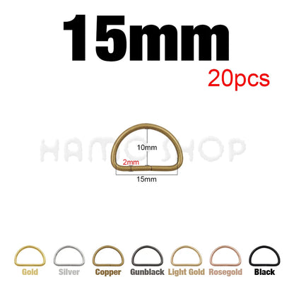 Metal D Ring Adjustable Buckle Set - Webbing Strap Clasps for Backpacks, Bags, Pet Collars, Chains & DIY Accessories