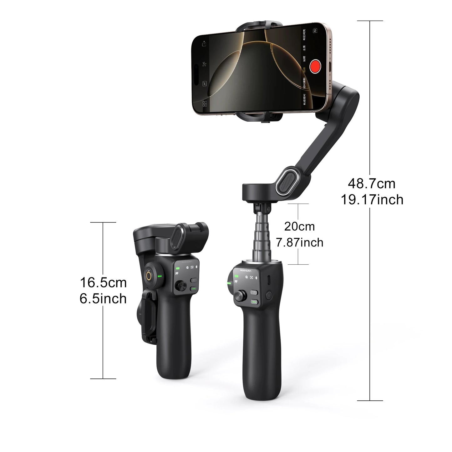 AOCHUAN Smart V8 3-Axis Handheld Gimbal – Phone Stabilizer with Extension Rod, Tripod & Face Tracking for iPhone, Android, TikTok & Vlog