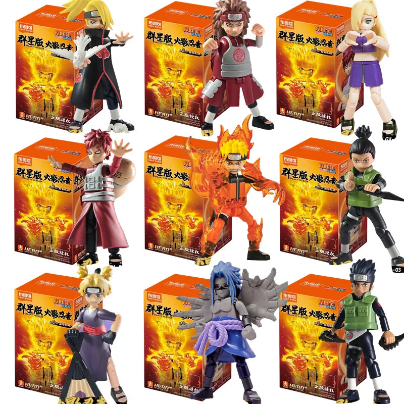 BLOKEES Original Naruto Blind Box – Nine-Tails Chakra Mode Sasuke, Gaara, Kurama, Shikamaru Assembled Action Figure Toy Gift