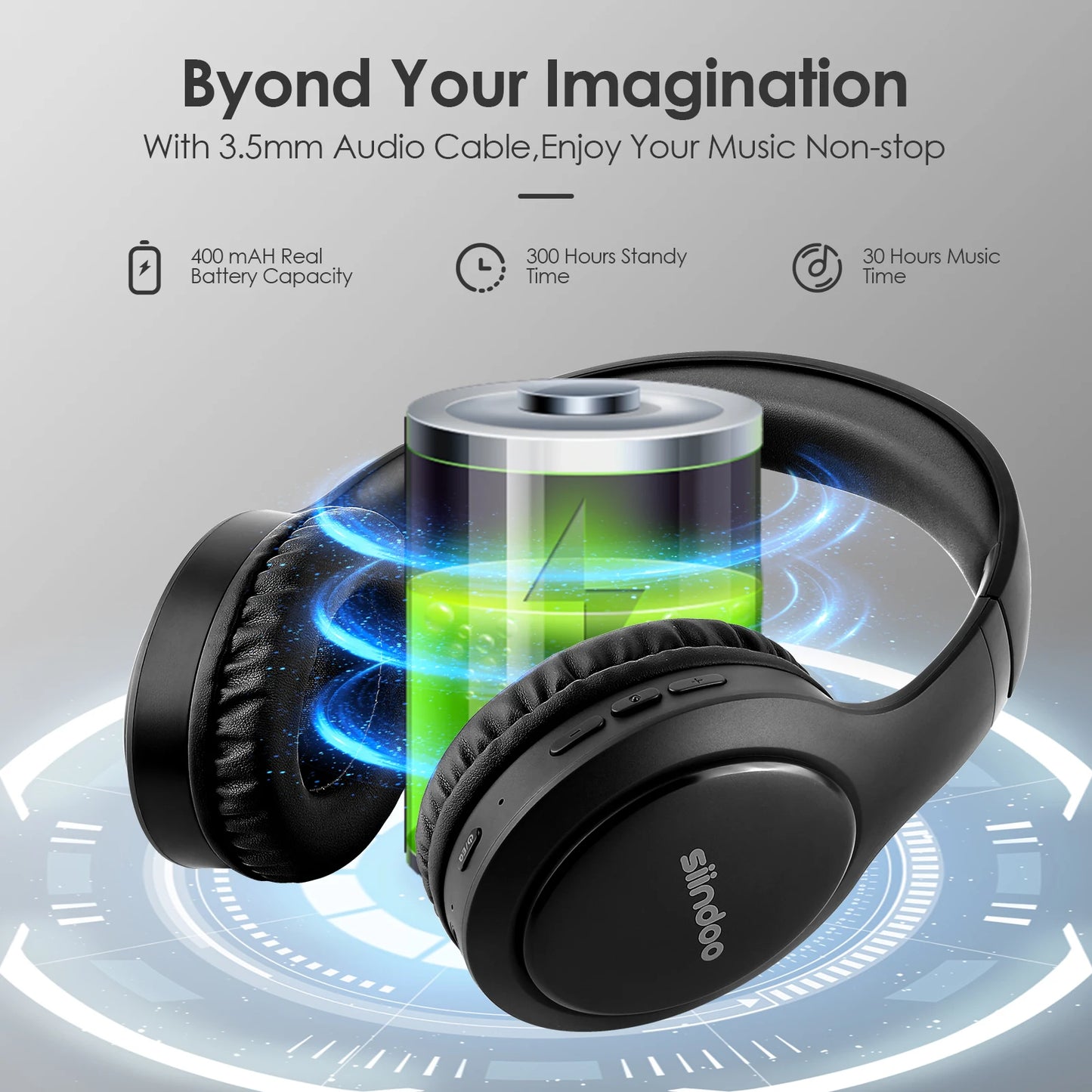 Siindoo JH-919 Foldable Wireless Headphones – Bluetooth Stereo Earphones with Mic & Super Bass, 4 Colors for iPhone, Laptop, PC
