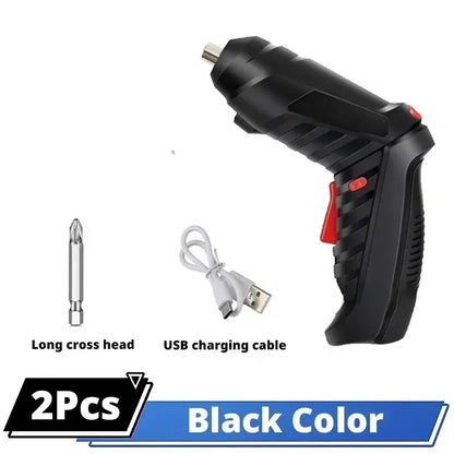 Portable Cordless Electric Screwdriver - 2-in-1 90° Rotating Rechargeable Power Tool with LED Light for Home, Office, and DIY Repairs