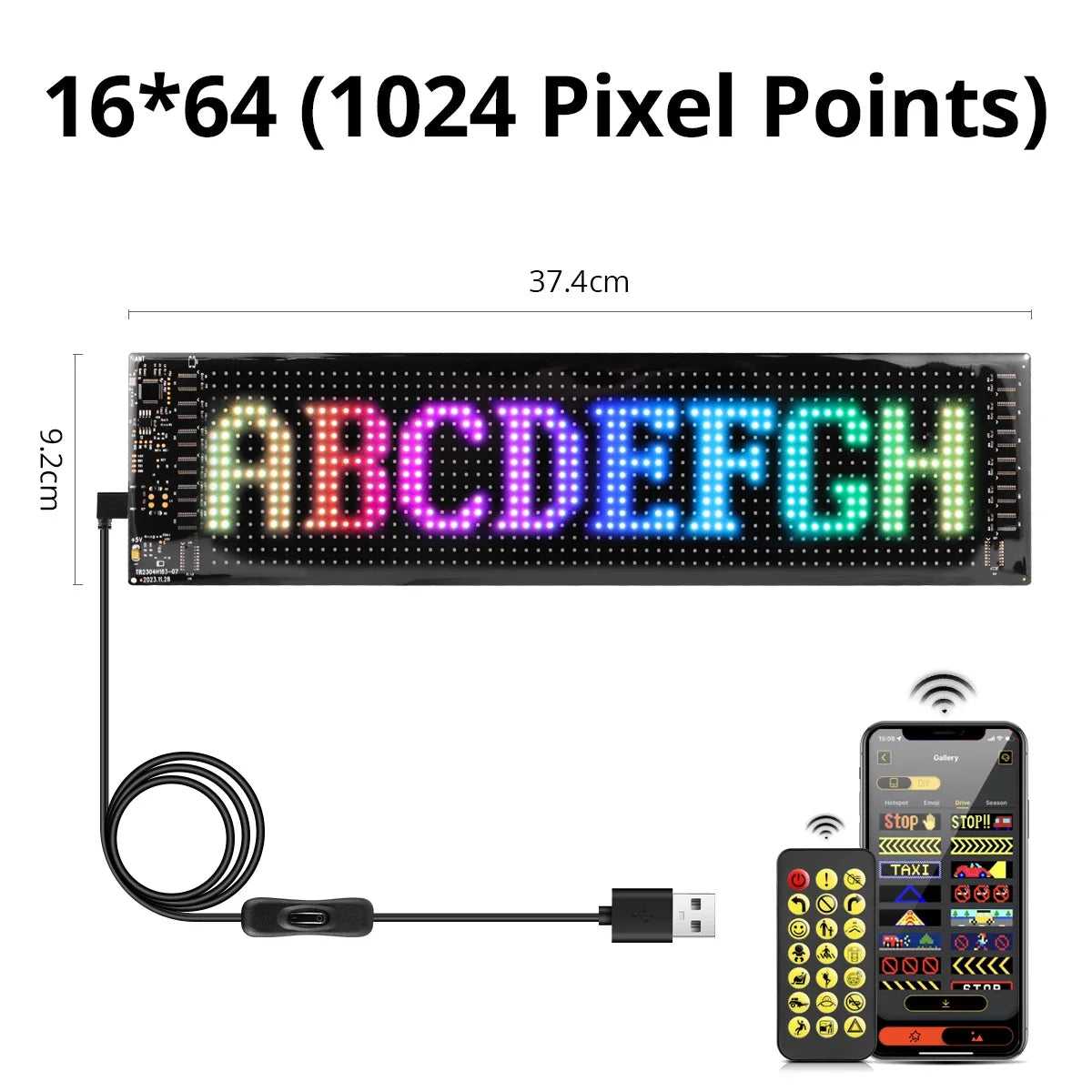 Flexible RGB LED Pixel Matrix Display - Programmable Scrolling Sign for Car, Shop Advertising, Events & Festive Displays