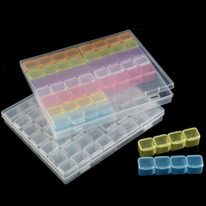 Plastic Storage Box with 28/32/48/56/64 Slots – DIY Diamond Painting Beads, Charms & Jewelry Accessories Organizer