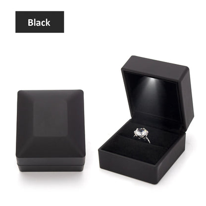 LED Light Ring Box – Red Wine Jewelry Gift Box for Proposal, Engagement & Wedding | Valentine's Day Anniversary