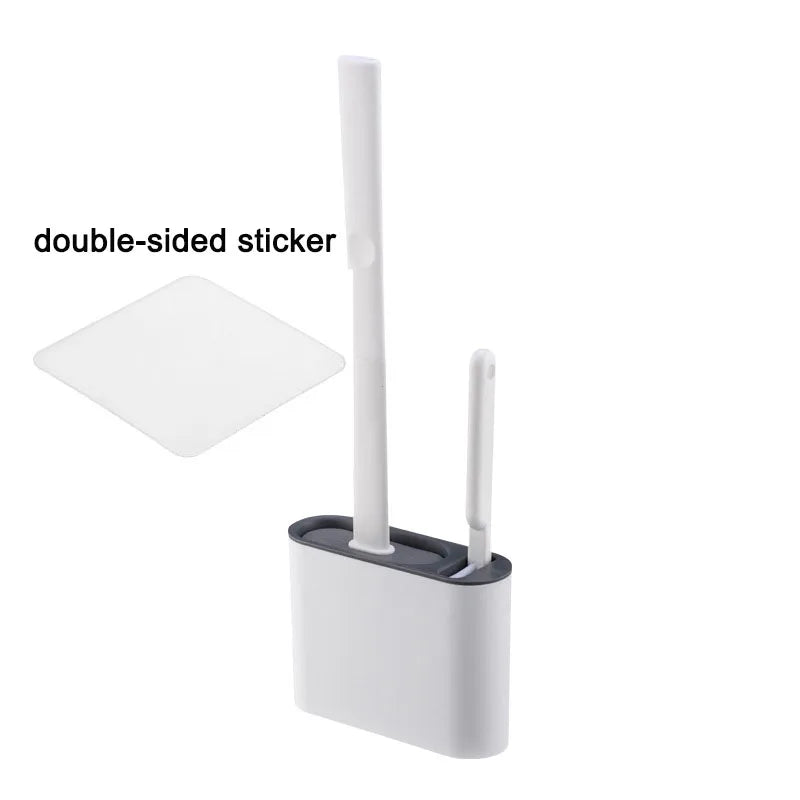 Wall-Mounted Toilet Brush with Holder – Long Handled Silicone Soft Bristles for Bathroom WC Cleaning