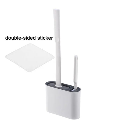 Wall-Mounted Toilet Brush with Holder – Long Handled Silicone Soft Bristles for Bathroom WC Cleaning
