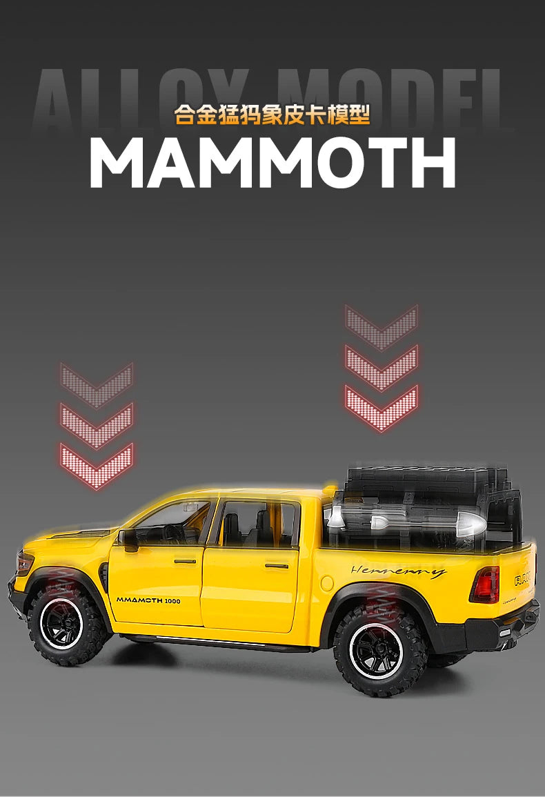 1:32 Dodge RAM 1000 TRX Mammoth Alloy Model Truck — Pull-Back with Sound & Light | Kids’ Collectible Birthday Gift