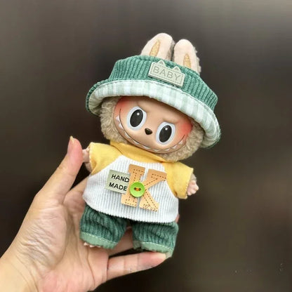 Mini Plush Doll Clothes Set – Kpop EXO Labubu Idol Overalls Outfit for 15-17cm Dolls, Clothing Gift