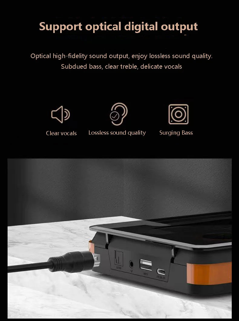 Wooden HIFI CD Player – Bluetooth 5.1, Digital Optical Output, USB Lossless Playback, Infrared Remote Control
