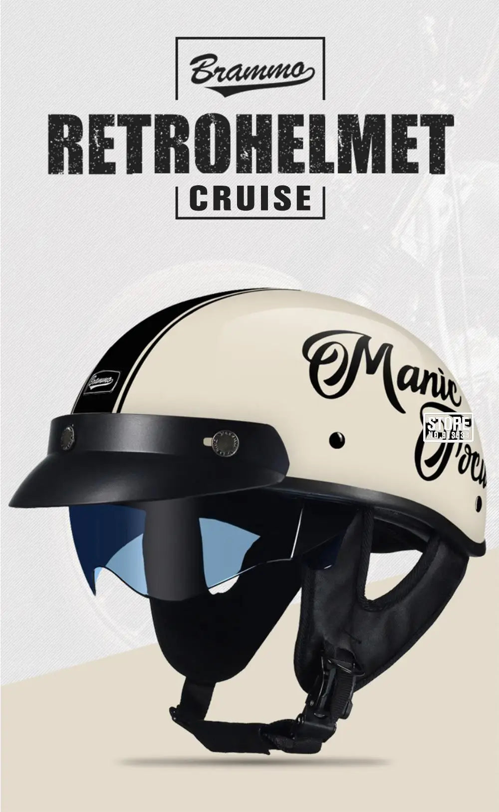 Retro DOT-Certified Motorcycle Half Helmet – HD Lens, Men & Women, 4-Season Scooter & Moto Riding Casco