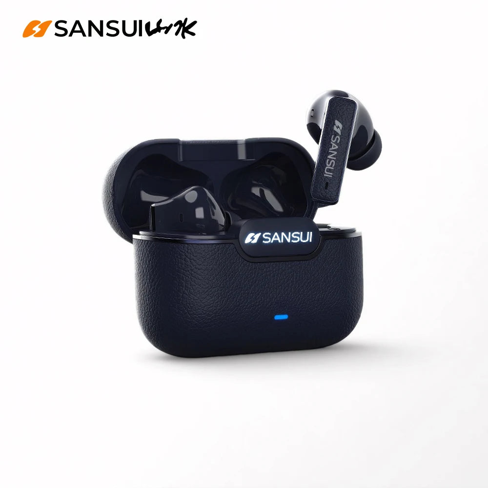 Sansui W28 ANC Bluetooth Earbuds – -52dB Noise Cancelling, 6-Mic HD Calls, In-Ear Detection, Comfort Fit for Sports & Work