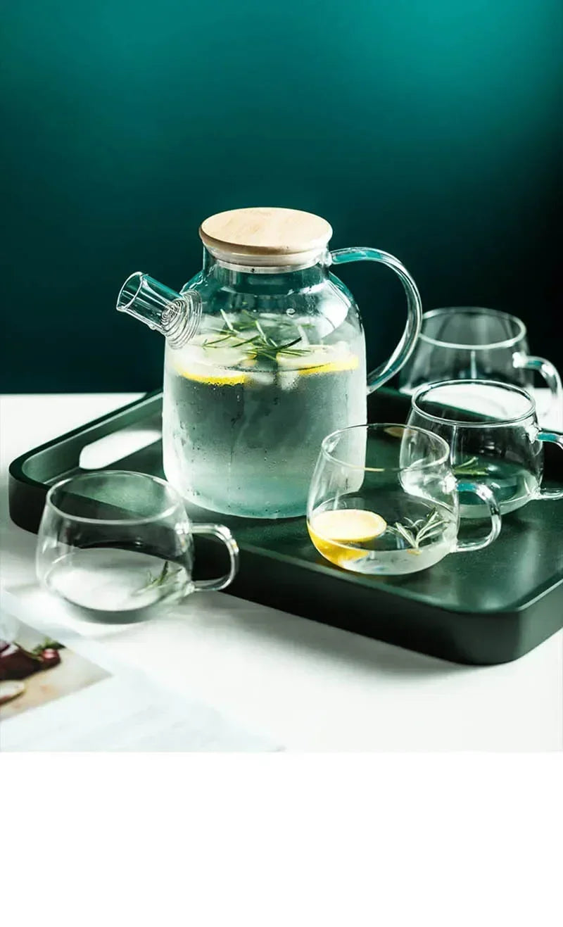 1.8L Transparent Borosilicate Glass Teapot – Heat-Resistant Large Clear Tea Pot for Puer, Flower Tea, Office & Home