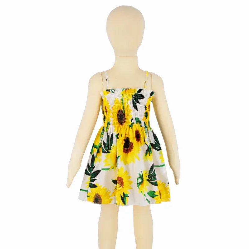 Summer Girls Princess Beach Dress – Strapless Floral Sleeveless Party & Casual Toddler Dress for Ages 1-6 Years