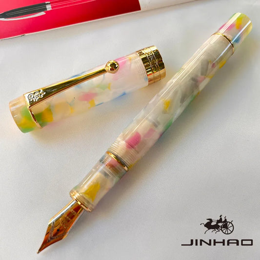 Jinhao 100 Celluloid Fountain Pen – Classic Style Fine Nib with Refillable Converter | Smooth Writing Instrument