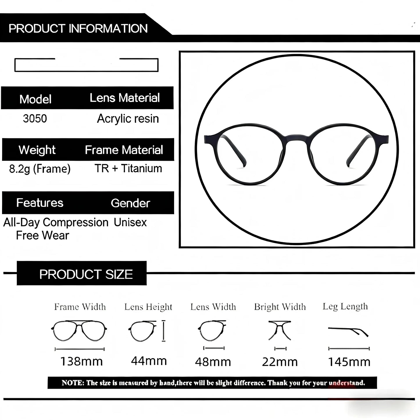Ultra-Light Retro Round Glasses Frame for Men & Women, TR90 Titanium Fashion Eyewear for Daily Office & Everyday Wear