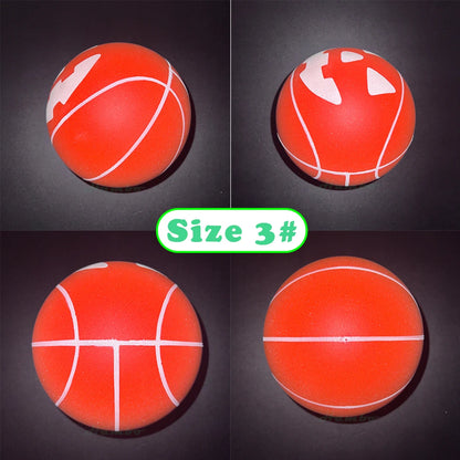 Silent Indoor Basketball – Airless Foam Dribbling Ball, Size 7/6/5 with Grooved Quiet Training Design