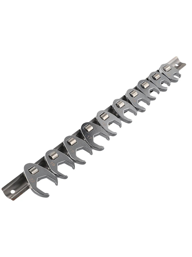10pcs 3/8" Drive Crowfoot Wrench Set — 10-22mm Metric Open-End Spanners for Torque Wrenches
