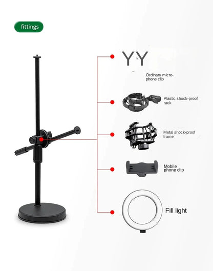 Overhead Tripod with Ring Light and Tabletop Stand, Mobile Phone Holder, Boom Arm for Nail Art and Photography