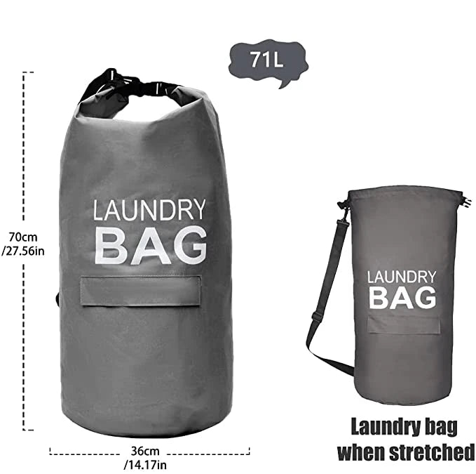 71L Laundry Backpack Hamper — Large Oxford Laundry Bag with Adjustable Shoulder Straps & Pocket