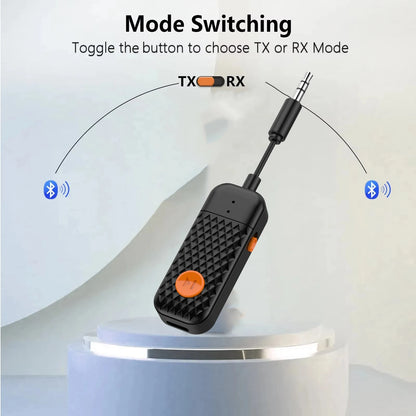 Bluetooth 5.4 Audio Transmitter & Receiver – 3.5mm AUX Wireless Stereo Adapter with Mic for Car, TV, PC, Headphones