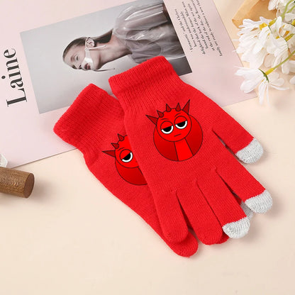 Sprunki Knitted Gloves for Kids - Cute Cartoon Touchscreen Winter Warm Mittens for Boys & Girls