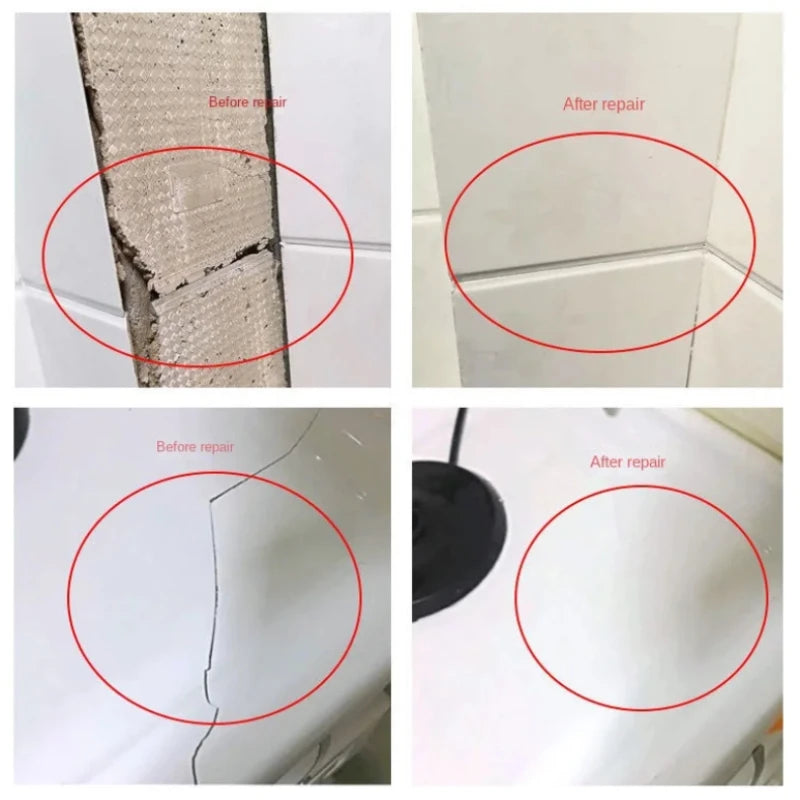 Tile and Ceramic Repair Kit - Waterproof Crack, Chip, and Gap Filler for Floors, Toilets, Sinks, and Bathtubs