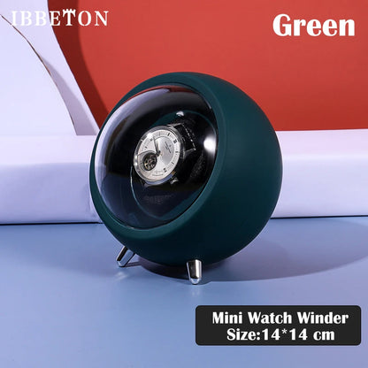 IBBETON Single Watch Winder – Automatic Storage Box with USB Cable & Battery, Mabuchi Mute Motor for Automatic Watches