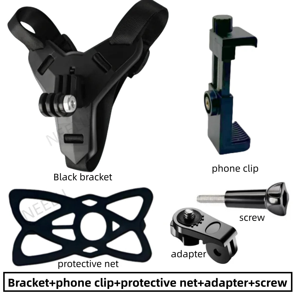 Motorcycle Helmet Phone & Action Camera Mount Holder – GoPro Hero 12/10/9/8/7 Compatible Sports Camera Accessories for Hands-Free Recording