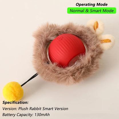 iLMH Smart Cat Interactive Ball Toy - Rechargeable Automatic Rolling Mouse Toy with Faux Tail for Pet Training & Play