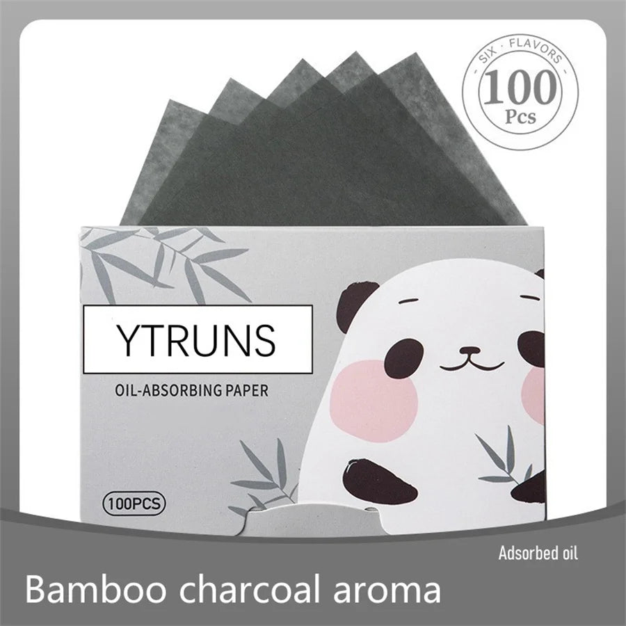 100pcs Fragrance Oil-Absorbing Face Paper - Green Tea, Gardenia, Chamomile, Lavender, Rose & Bamboo Charcoal Blotting Sheets